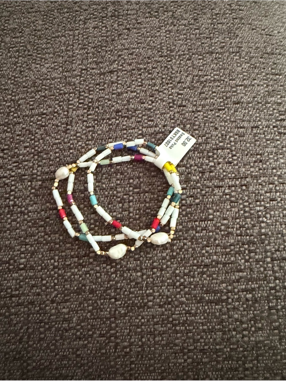 Beaded Multi-Strand Turquoise and White Stretch Bracelet Set - Picture 2 of 5